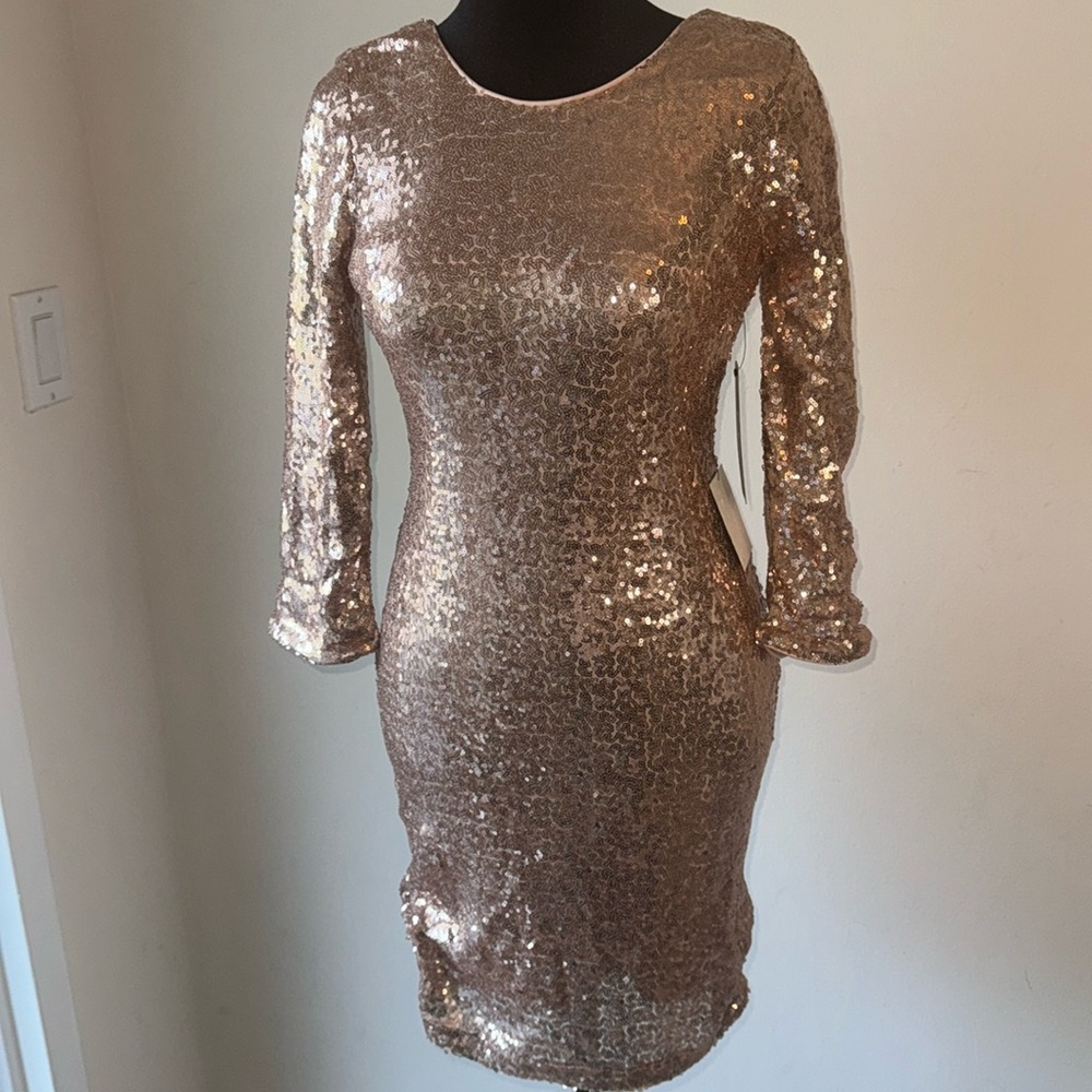 NWT Rose Gold Sequin Mini Dress